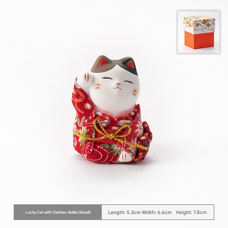 Japanese Lucky Cat Ceramic Ornaments - Handcrafted Décor