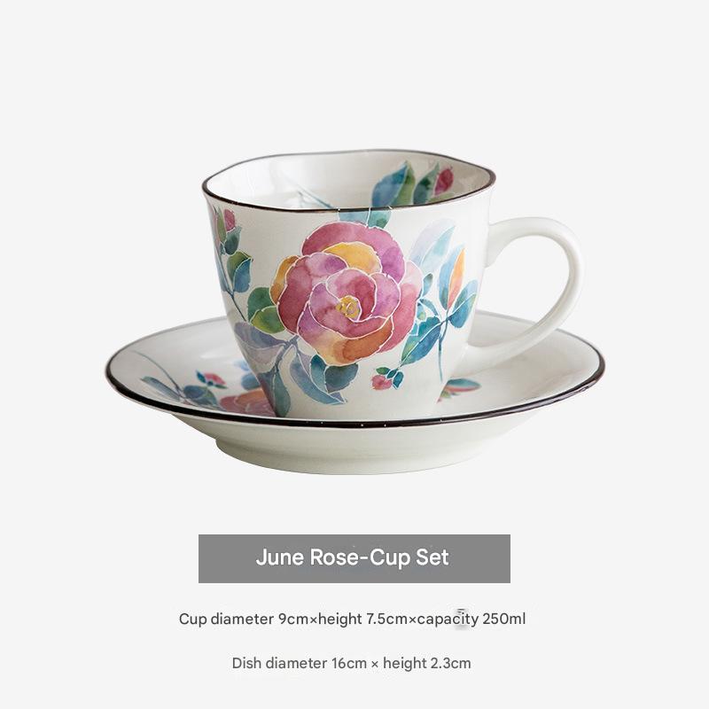 Japanese Floral Ceramic Mug Set – Cherry Blossom & Rose