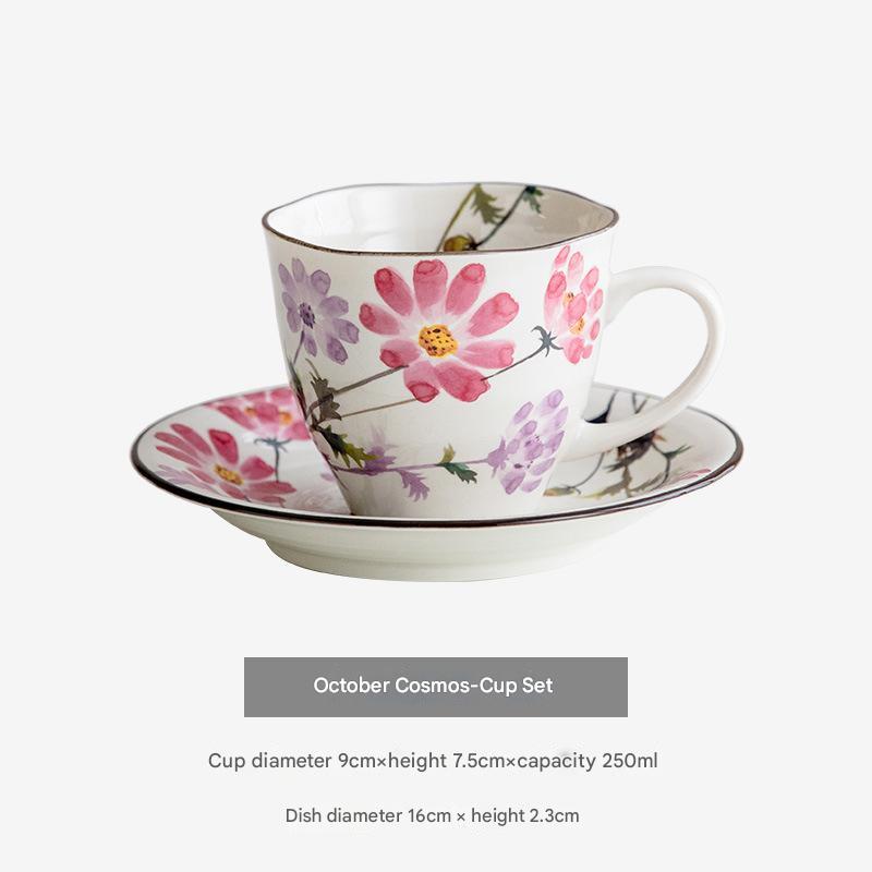 Japanese Floral Ceramic Mug Set – Cherry Blossom & Rose