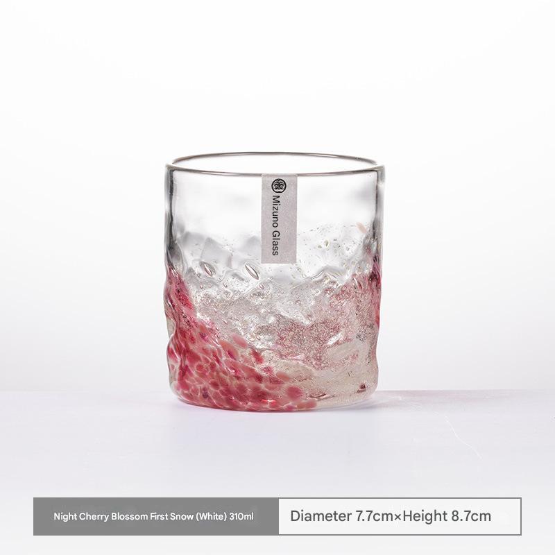 Japanese Mizuno Night Sakura Glass Cup - Fluorescent Design