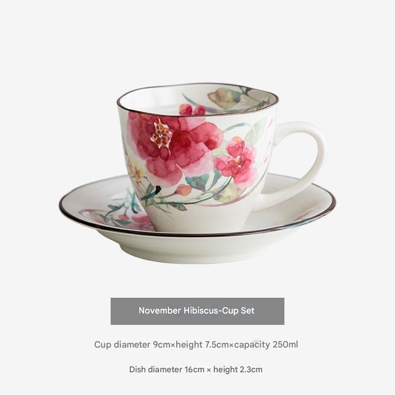 Japanese Floral Ceramic Mug Set – Cherry Blossom & Rose