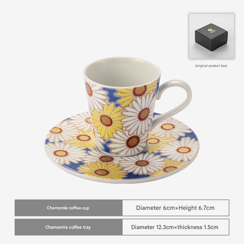 Vibrant Floral Espresso Cup Set - Elegant Porcelain Design