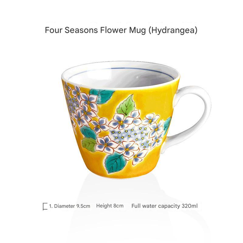 Hand-Painted Floral Ceramic Mug | Artistic Coffee Cup