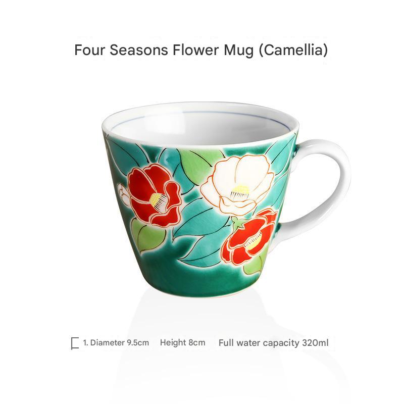 Hand-Painted Floral Ceramic Mug | Artistic Coffee Cup