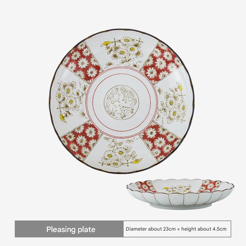 Japanese Underglaze Renfeng Plates – Floral Ceramic Set