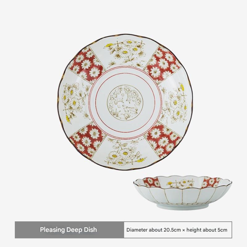 Japanese Underglaze Renfeng Plates – Floral Ceramic Set