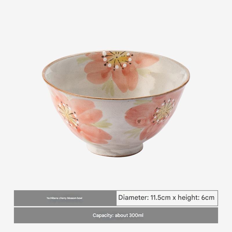 Hand-Painted Sakura Ceramic Tea Cup and Saucer Set