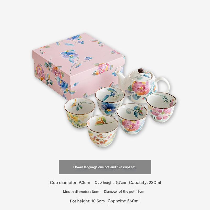 Elegant Floral Ceramic Teapot Set with Gift Box