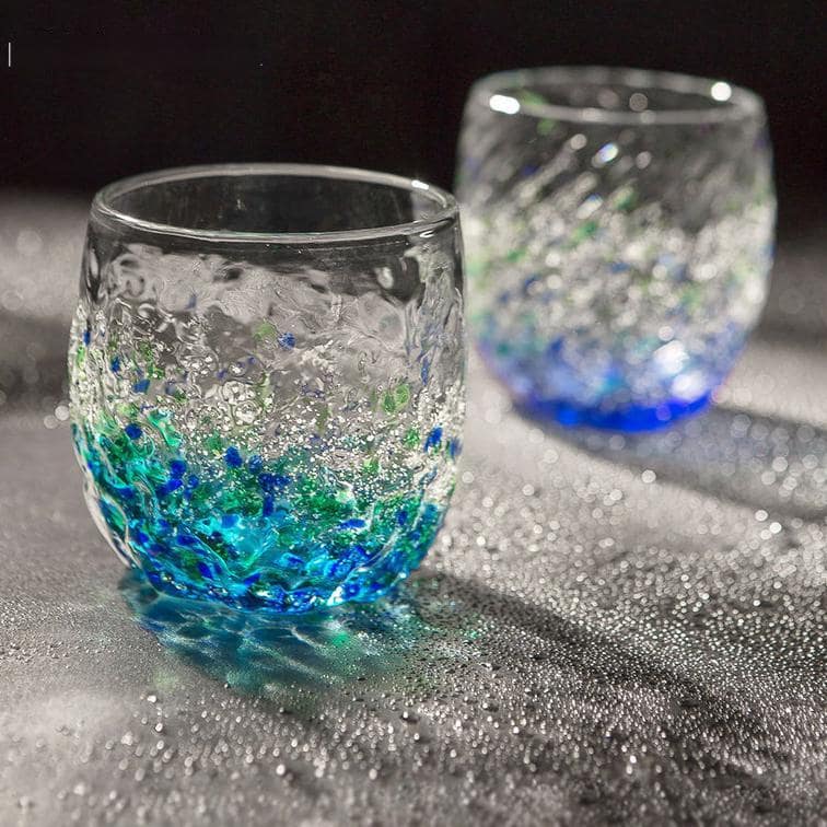 Close-up of Mizuno luminous glass with glowing texture