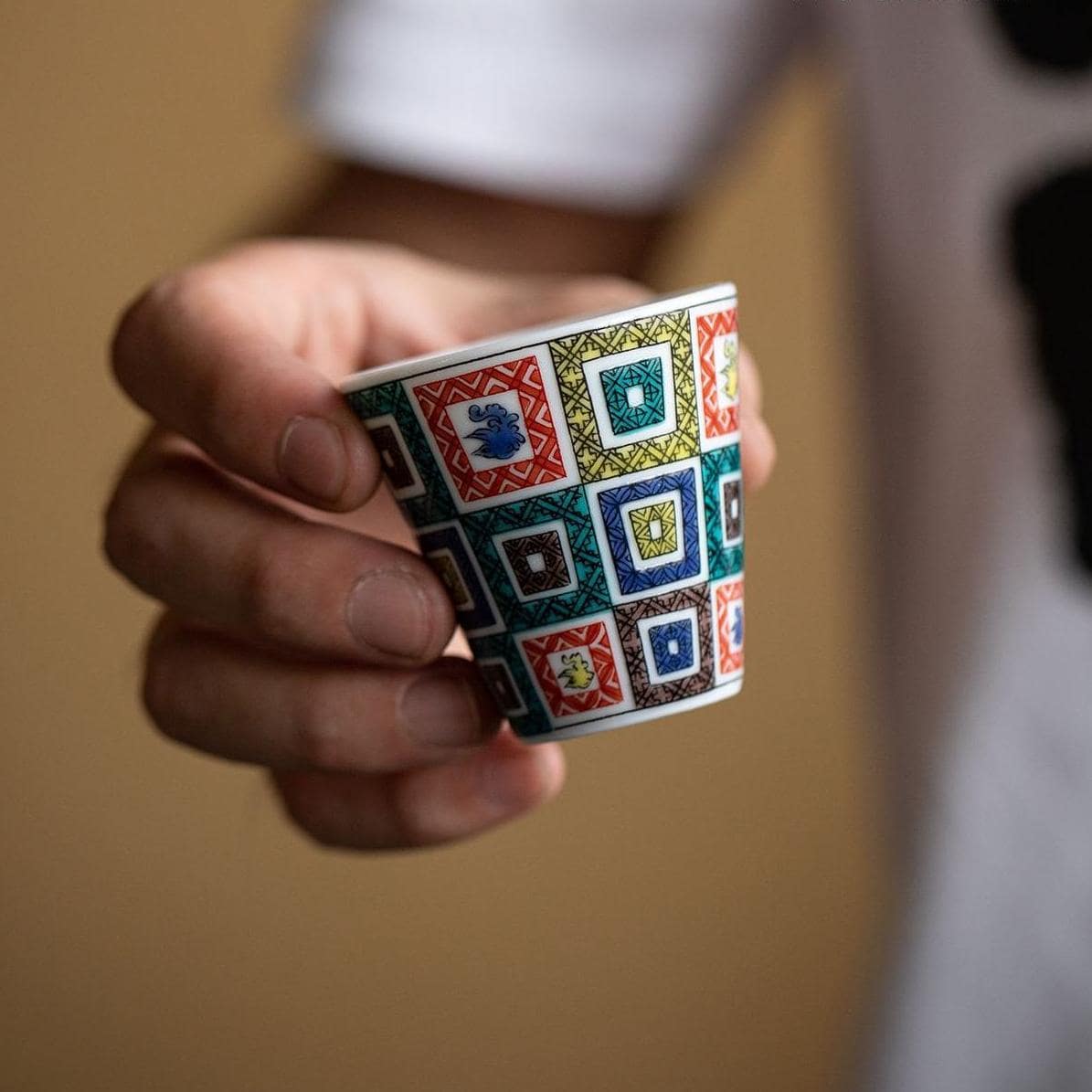 Japanese tableware set featuring colorful and artistic designs