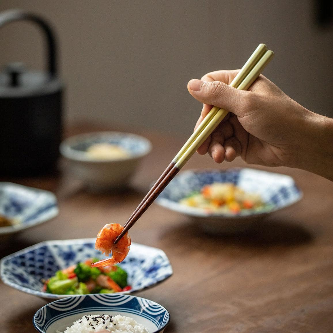 Pastel gradient Japanese handmade wooden chopsticks