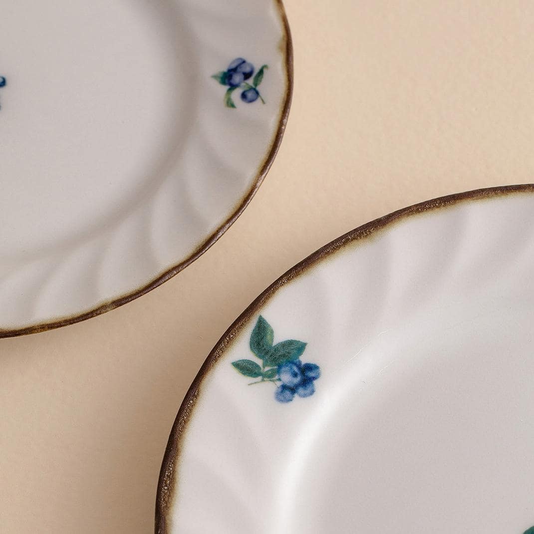 Full collection of Japanese handmade underglaze lemon ceramic plates.