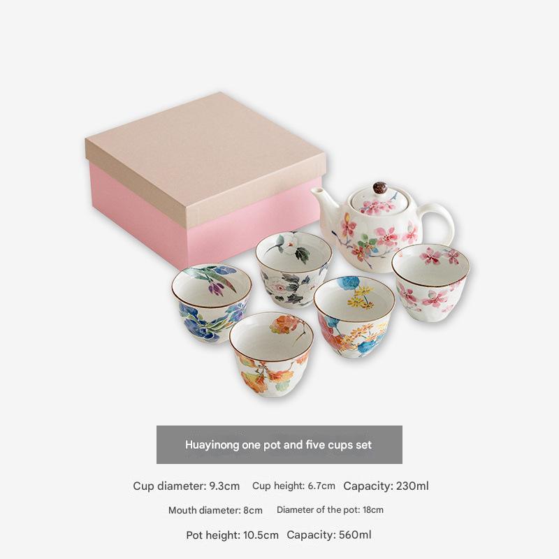 Elegant Floral Ceramic Teapot Set with Gift Box