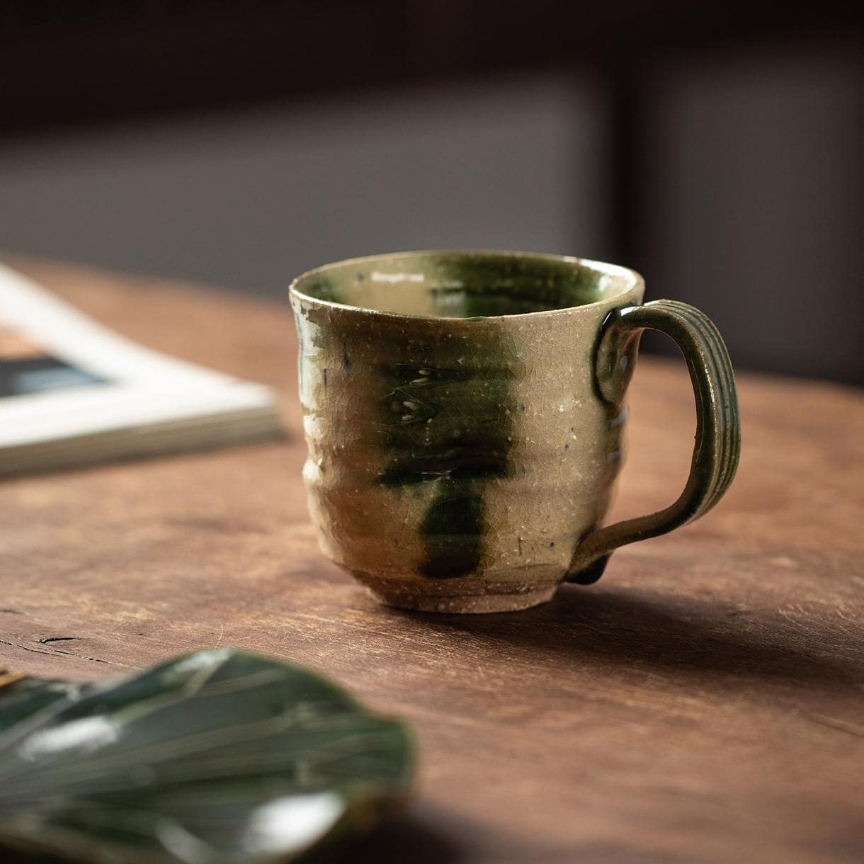 Artisan ceramic mugs with unique textures