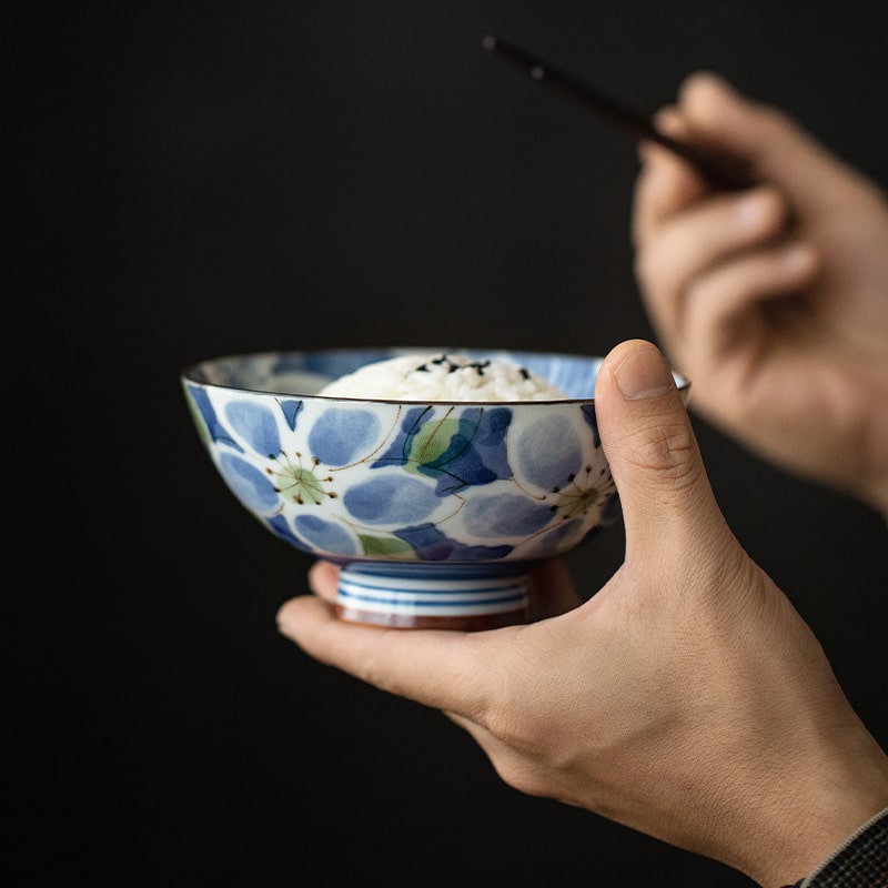 Pair of ceramic bowls with intricate floral designs