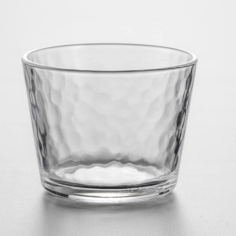 Durable hammered glass cup showcasing Japanese craftsmanship.