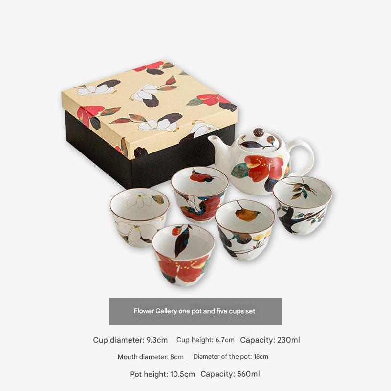 Elegant Floral Ceramic Teapot Set with Gift Box