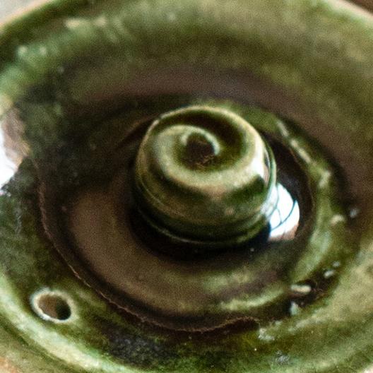 Top-down view of Japanese handmade ceramic Kyusu kettle.