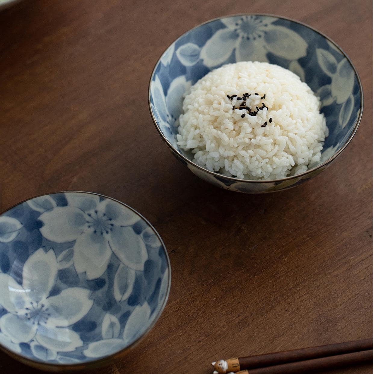 Pair of ceramic bowls with intricate floral designs