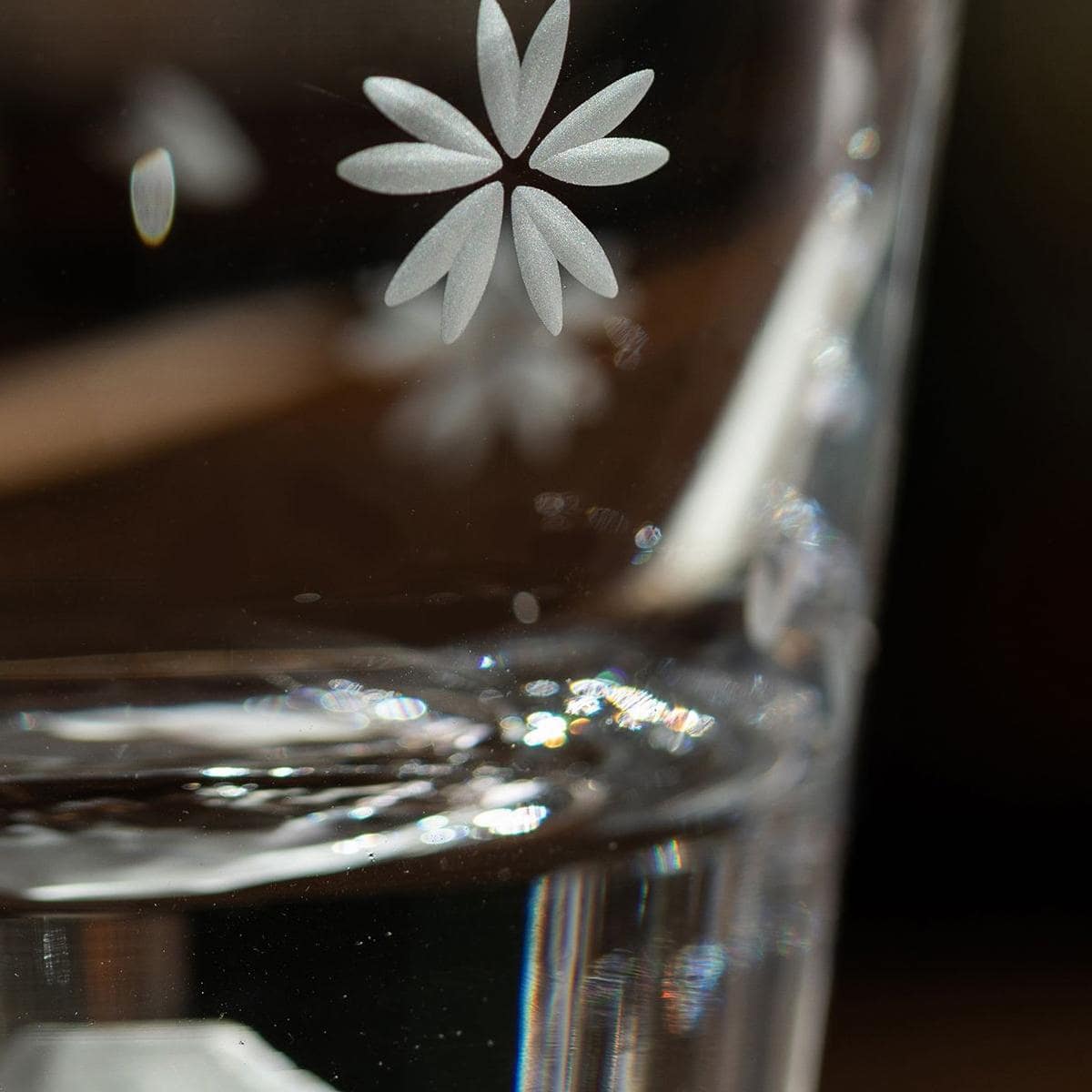 Japanese Mount Fuji whiskey glass with cherry blossom design