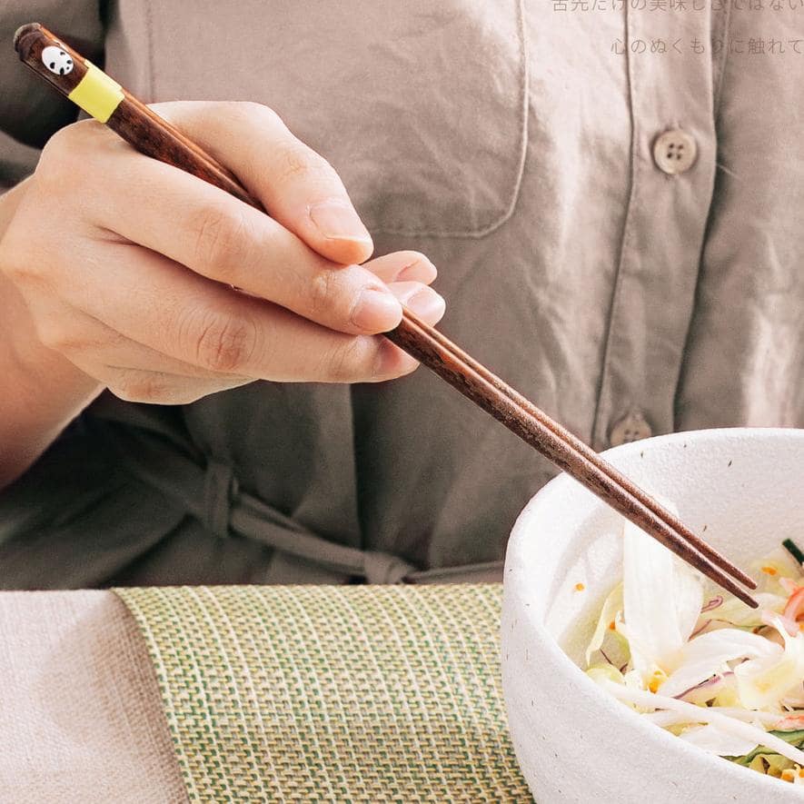 Cute wooden chopsticks with vibrant colors and animal faces