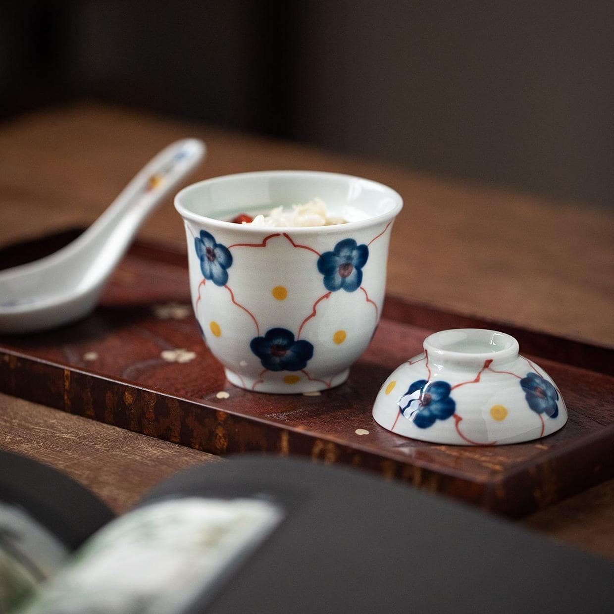 Japanese household tea set with intricate stoneware craftsmanship