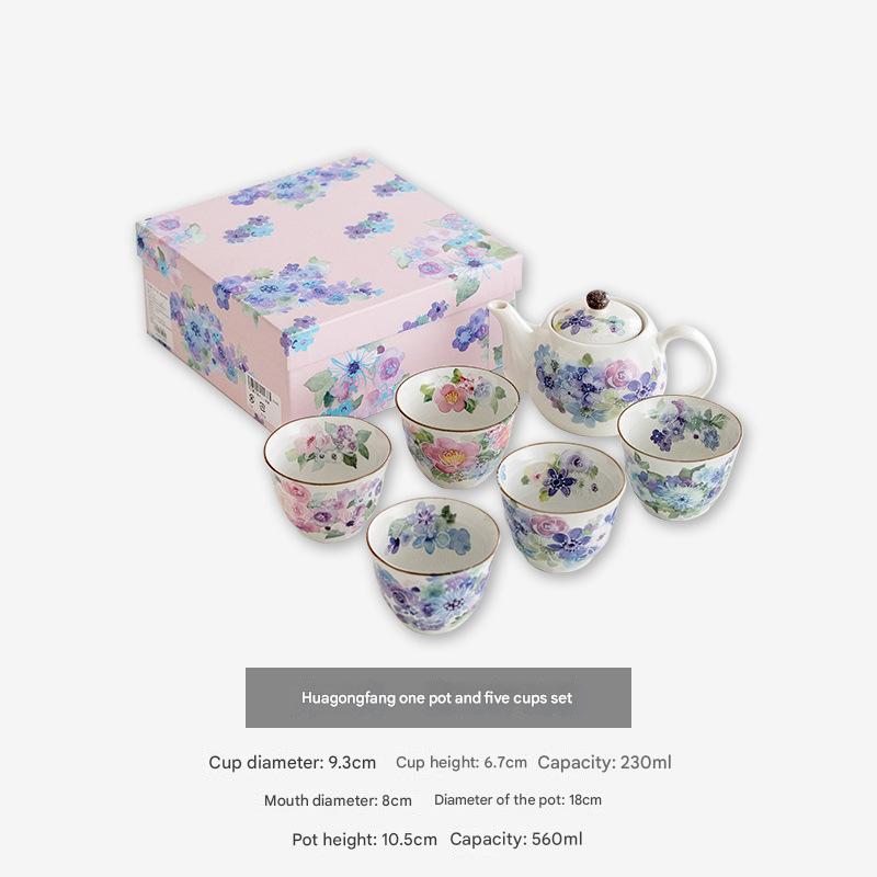 Elegant Floral Ceramic Teapot Set with Gift Box