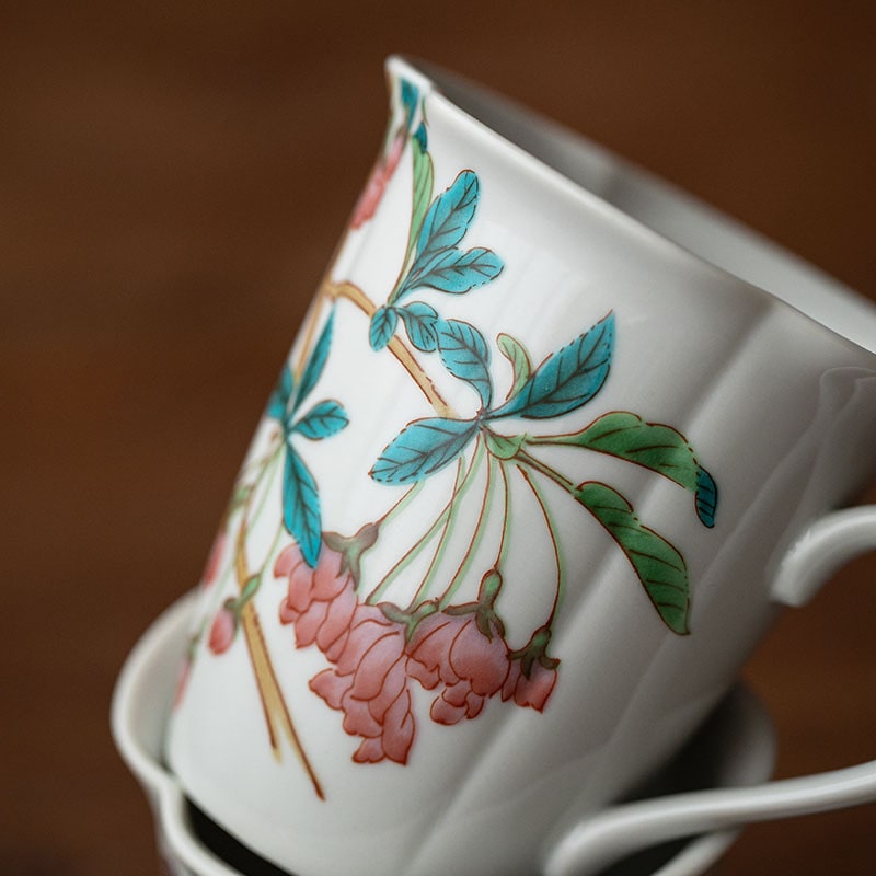 Nature-inspired drinkware with intricate floral patterns