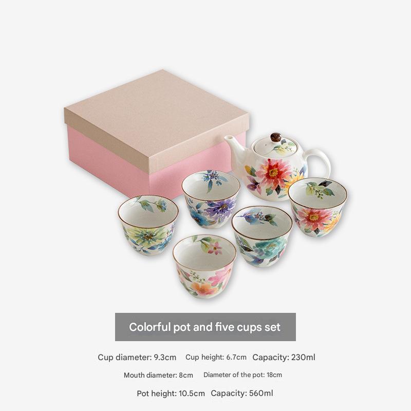 Elegant Floral Ceramic Teapot Set with Gift Box