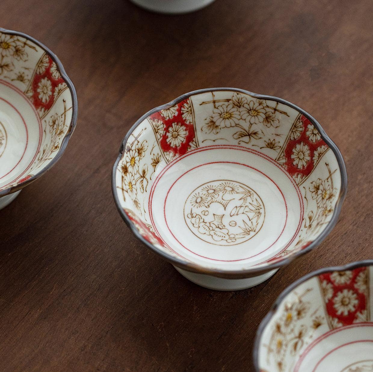 Japanese underglaze ceramic plate with intricate floral design