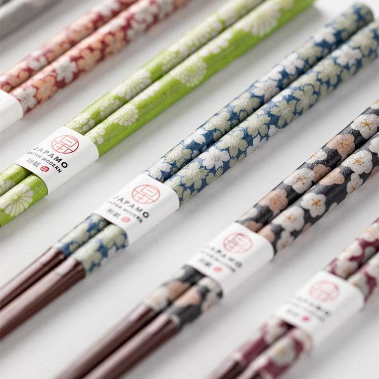 Gift-ready Japanese cherry blossom chopsticks in vibrant designs