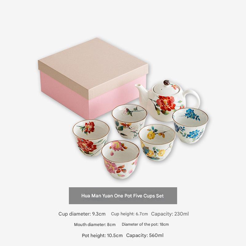 Elegant Floral Ceramic Teapot Set with Gift Box