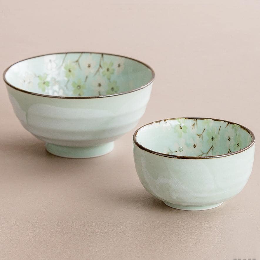 Japanese dinner table setting featuring Mino Ware plates.