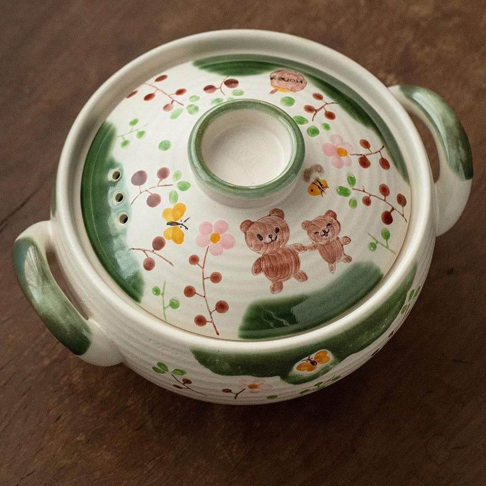 Handcrafted casserole pot with lid and charming design