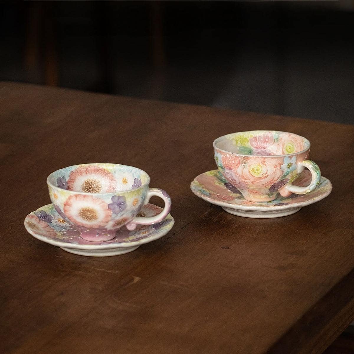 Delicate Japanese tea cup featuring a unique floral design