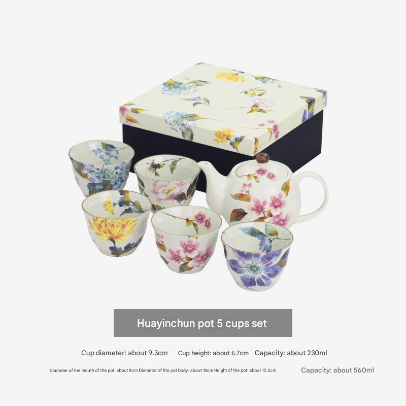 Elegant Floral Ceramic Teapot Set with Gift Box