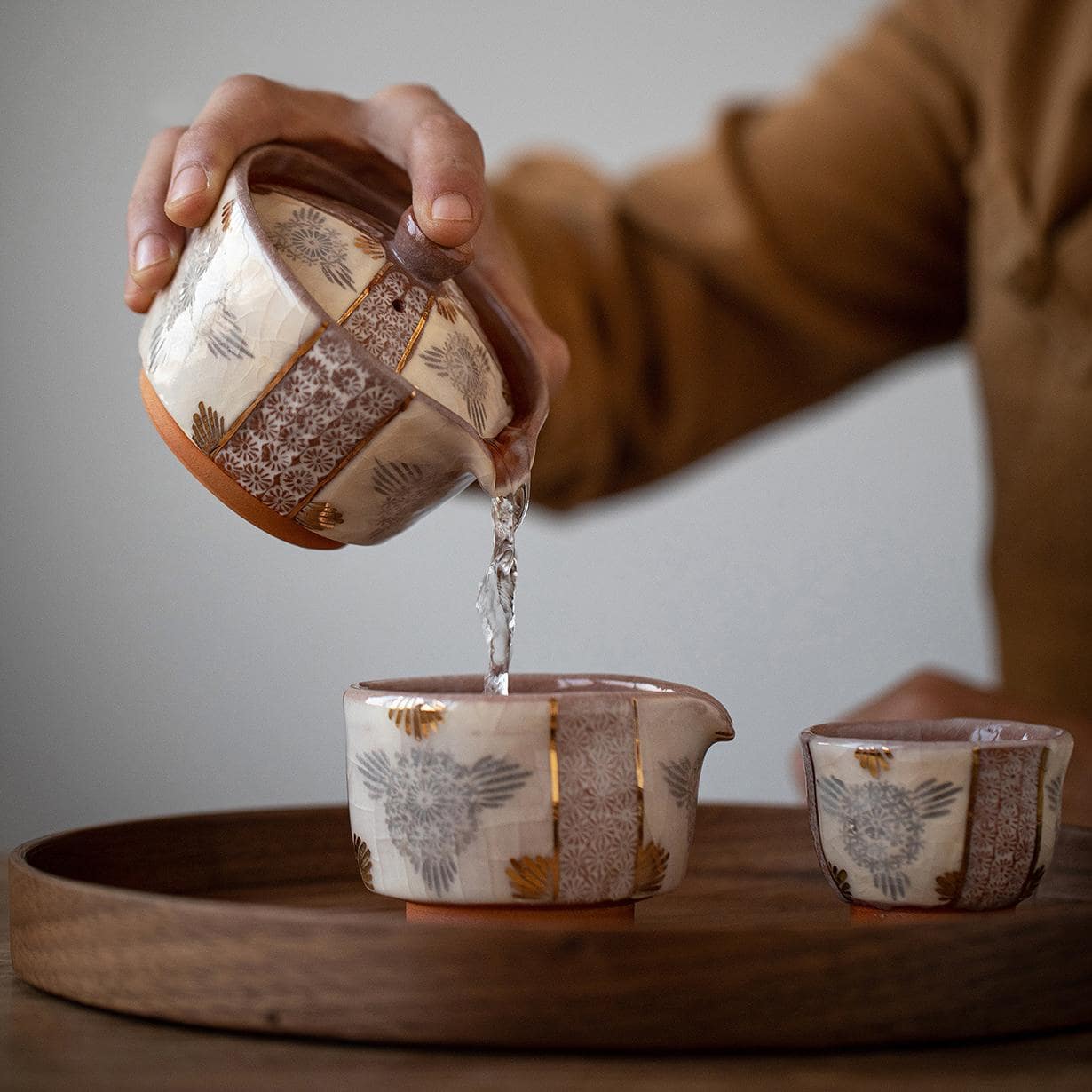 Japanese luxury teaware set showcasing traditional patterns.