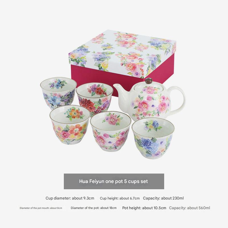 Elegant Floral Ceramic Teapot Set with Gift Box