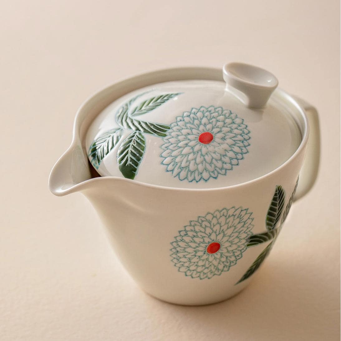 Minimalist Hasami Ware porcelain tea set for home use.