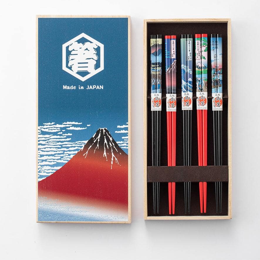 Artistic chopsticks set displayed with premium wooden gift box