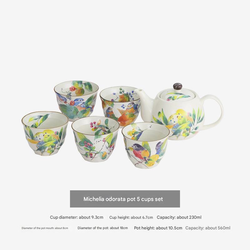 Elegant Floral Ceramic Teapot Set with Gift Box