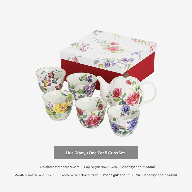 Elegant Floral Ceramic Teapot Set with Gift Box