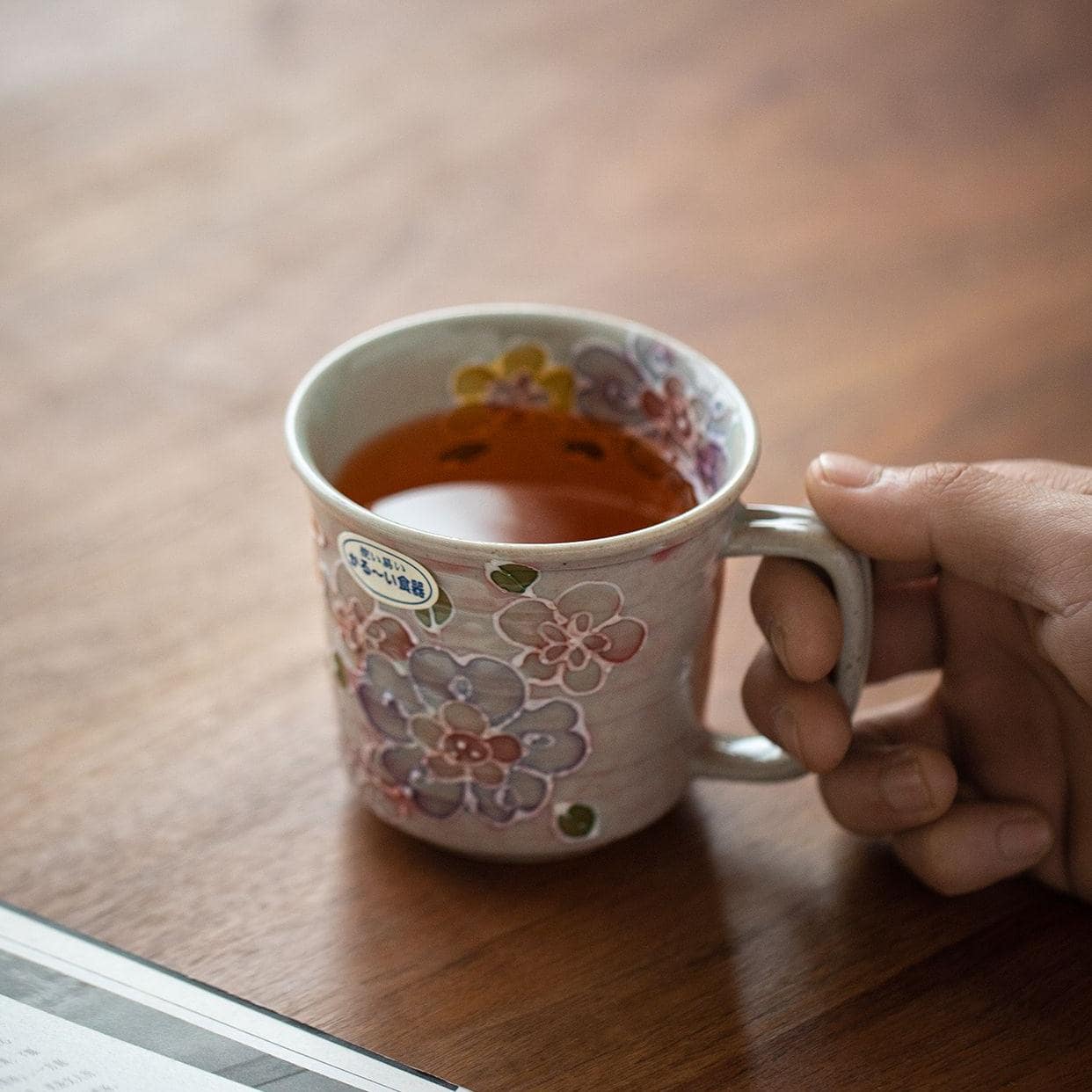 Artistic Japanese floral mugs perfect for tea or coffee