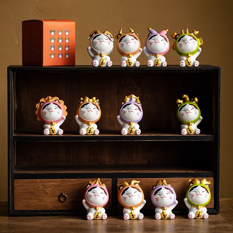 Desktop constellation lucky cat décor set