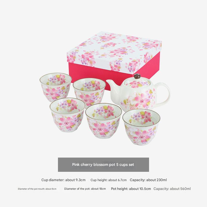 Elegant Floral Ceramic Teapot Set with Gift Box