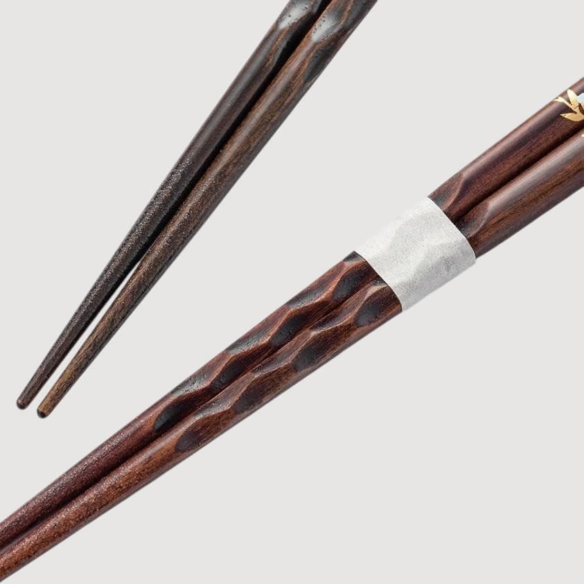 Artistic chopsticks set displayed with premium wooden gift box