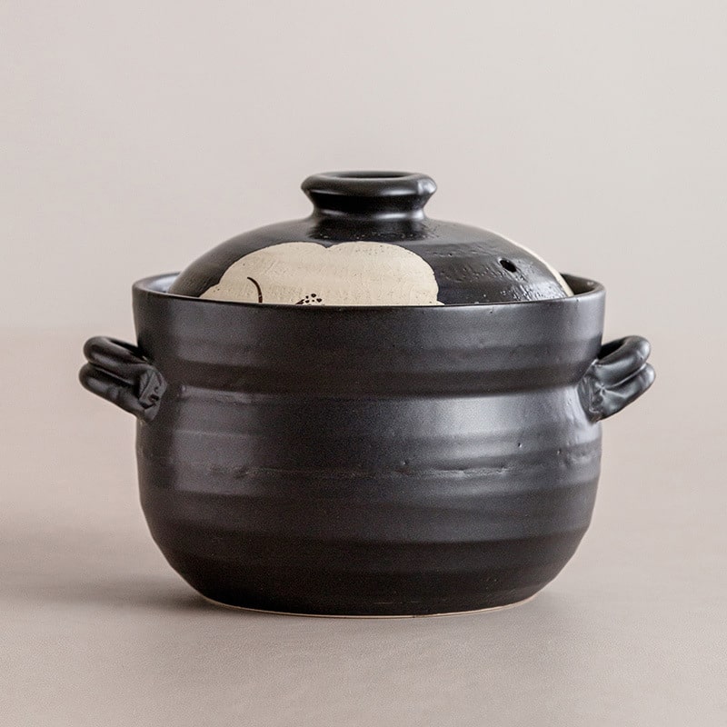 Authentic Wan Gu-yaki clay pot with a fresh forest-inspired pattern