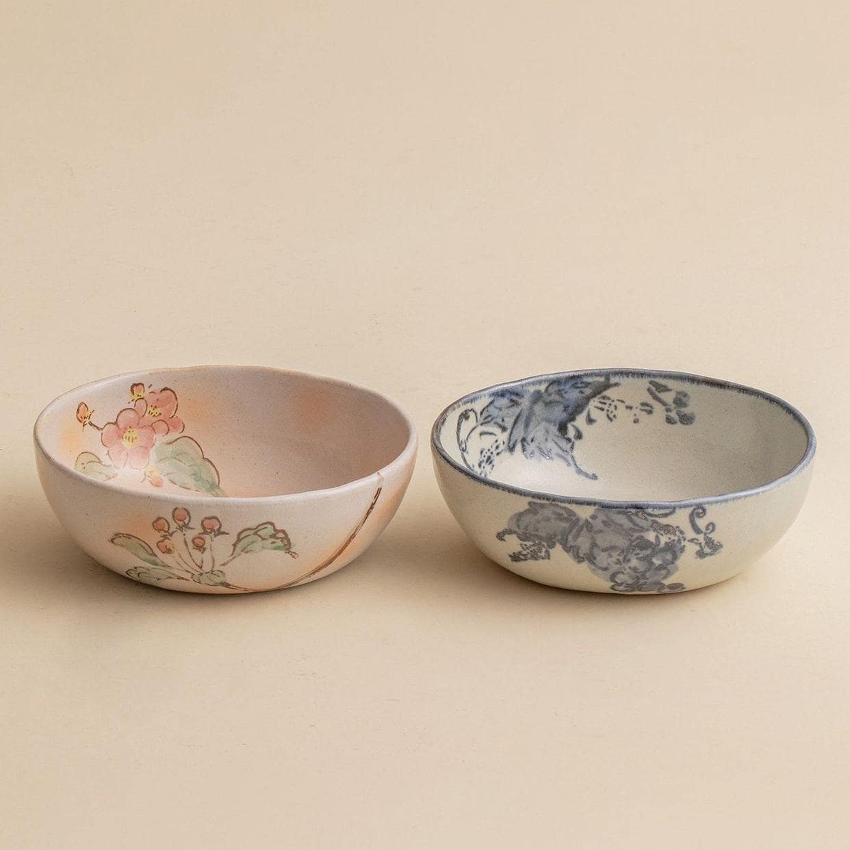 Unique hand-painted bowl showcasing intricate flower designs