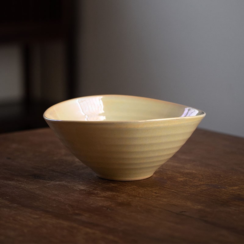 Handcrafted ceramic bowl with food plating