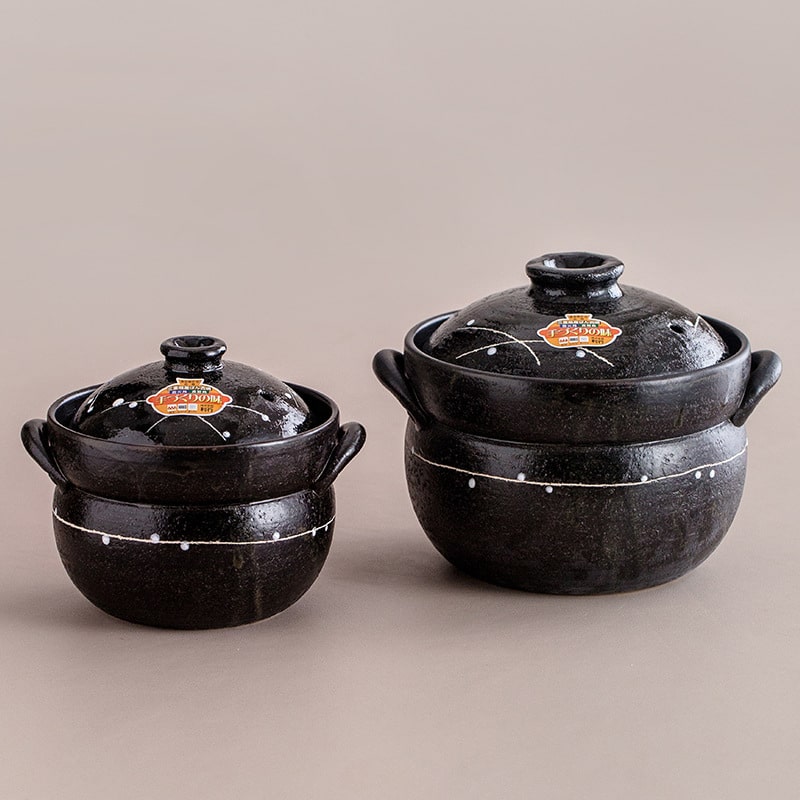 Close-up of double-ear handles on a Japanese earthenware pot